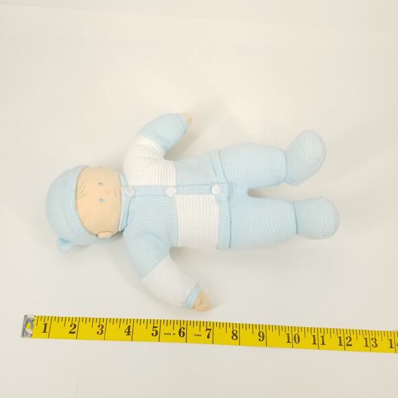 Baby Gund Snugalittle Baby Boy Doll Plush Blue White Waffle Knit Lovey - Picture 5 of 5